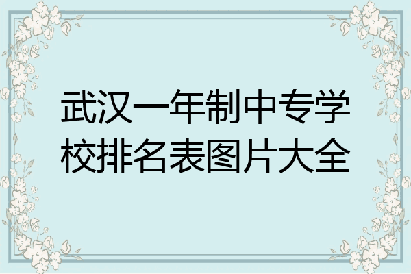 武汉一年制中专学校排名表图片大全