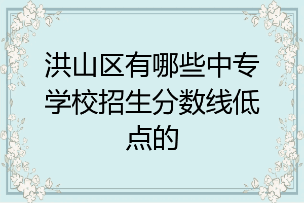 洪山区有哪些中专学校招生分数线低点的