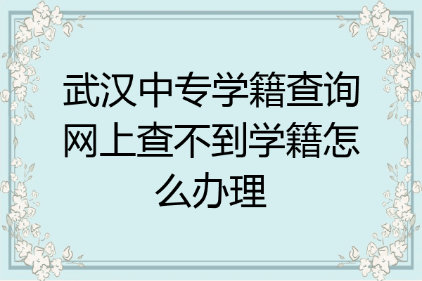 武汉中专学籍查询网上查不到学籍怎么办理