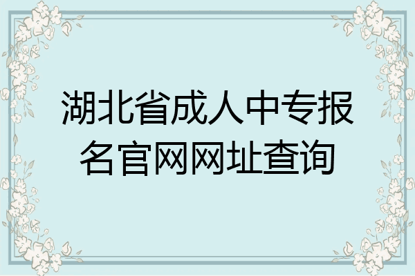 湖北省成人中专报名官网网址查询