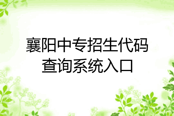 襄阳中专招生代码查询系统入口