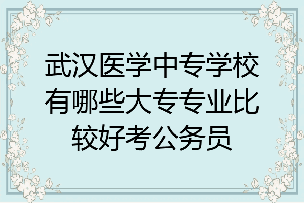 武汉医学中专学校有哪些大专专业比较好考公务员