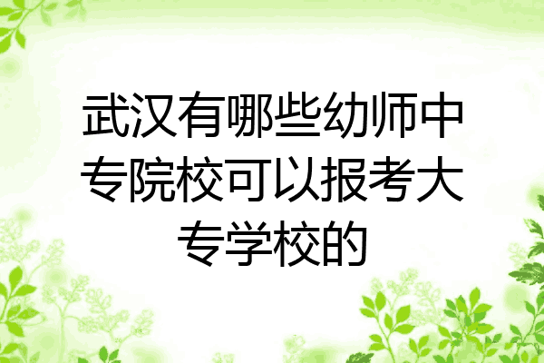 武汉有哪些幼师中专院校可以报考大专学校的
