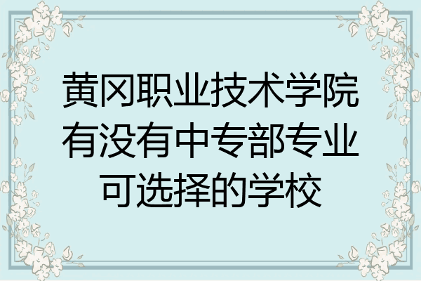 黄冈职业技术学院有没有中专部专业可选择的学校