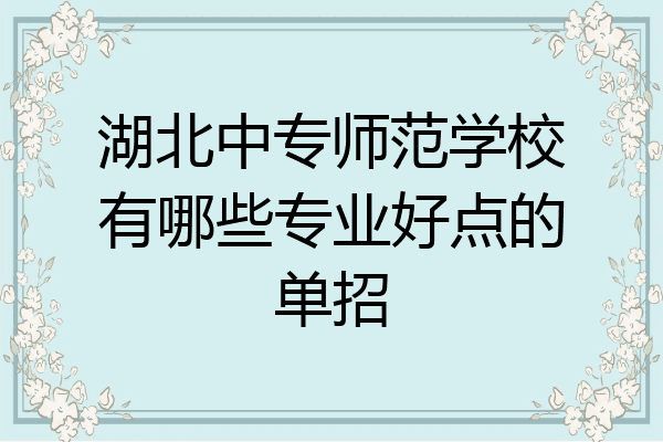 湖北中专师范学校有哪些专业好点的单招