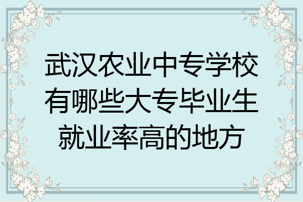 武汉农业中专学校有哪些大专毕业生就业率高的地方