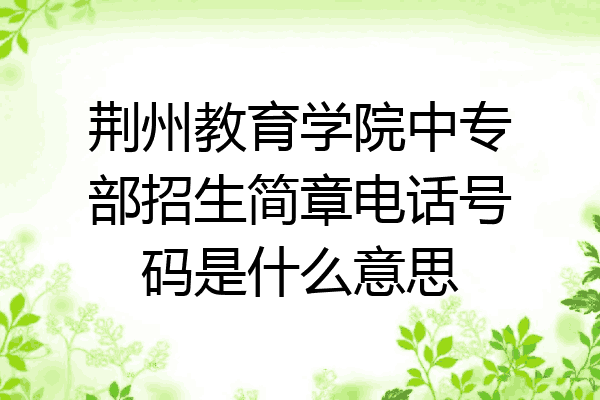 荆州教育学院中专部招生简章电话号码是什么意思