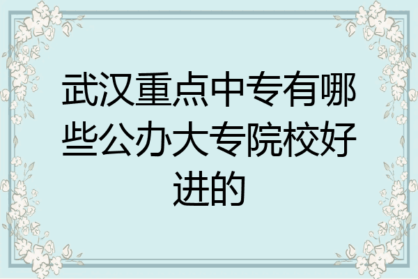 武汉重点中专有哪些公办大专院校好进的