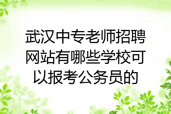 武汉中专老师招聘网站有哪些学校可以报考公务员的