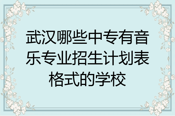 武汉哪些中专有音乐专业招生计划表格式的学校