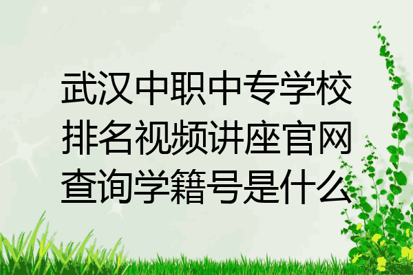 武汉中职中专学校排名视频讲座官网查询学籍号是什么