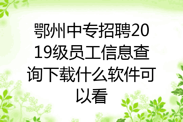 鄂州中专招聘2019级员工信息查询下载什么软件可以看