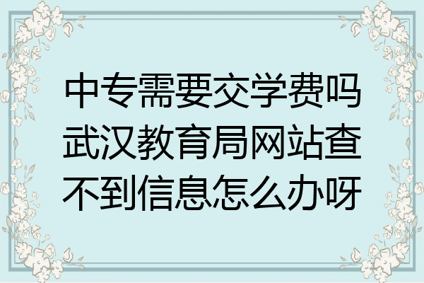 中专需要交学费吗武汉教育局网站查不到信息怎么办呀