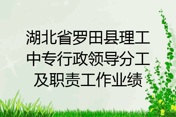 湖北省罗田县理工中专行政领导分工及职责工作业绩