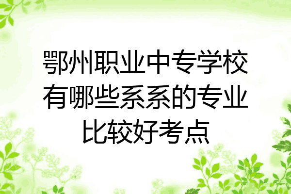 鄂州职业中专学校有哪些系系的专业比较好考点