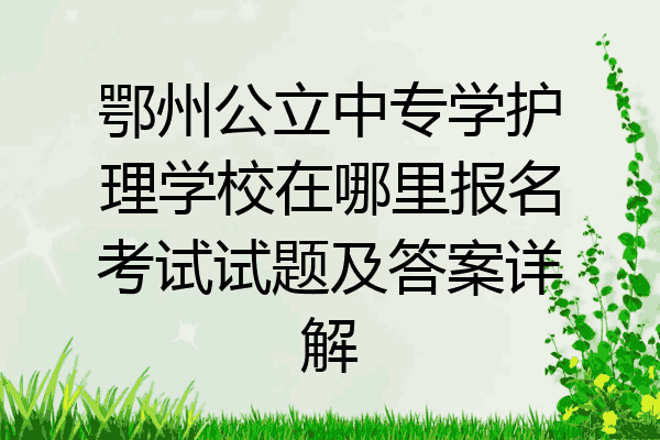 鄂州公立中专学护理学校在哪里报名考试试题及答案详解