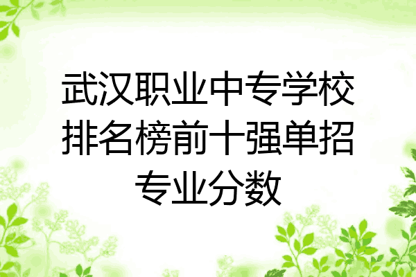武汉职业中专学校排名榜前十强单招专业分数