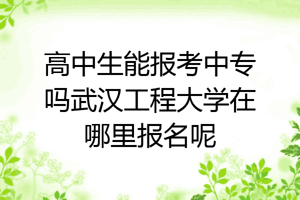 高中生能报考中专吗武汉工程大学在哪里报名呢