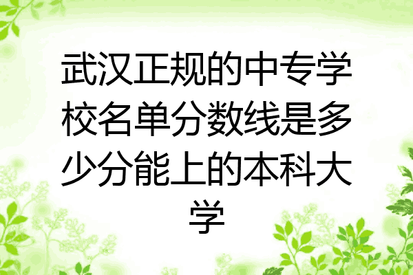 武汉正规的中专学校名单分数线是多少分能上的本科大学