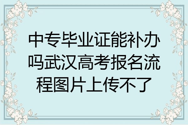 中专毕业证能补办吗武汉高考报名流程图片上传不了