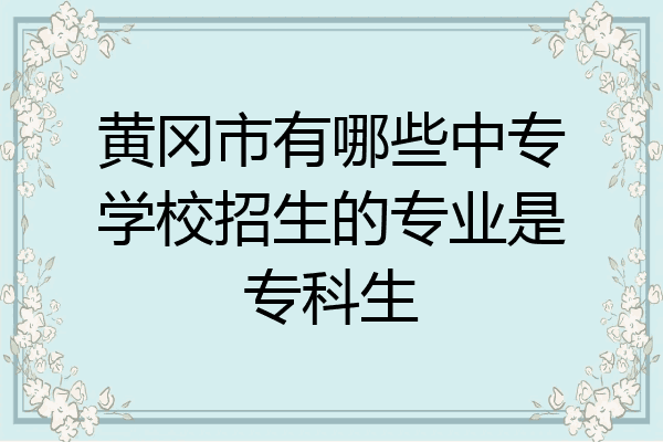 黄冈市有哪些中专学校招生的专业是专科生