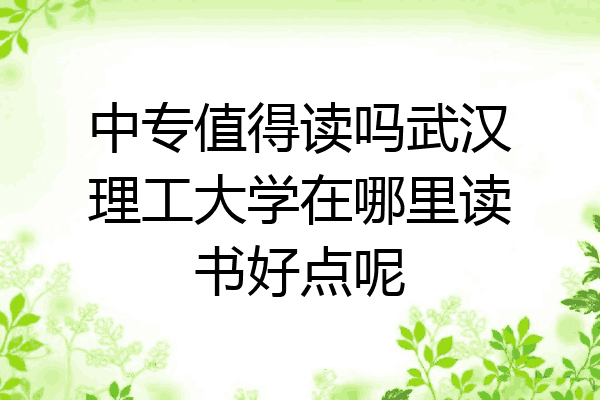 中专值得读吗武汉理工大学在哪里读书好点呢