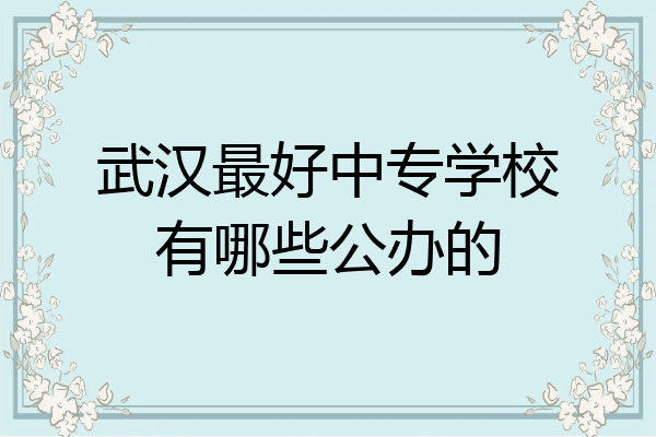 武汉最好中专学校有哪些公办的