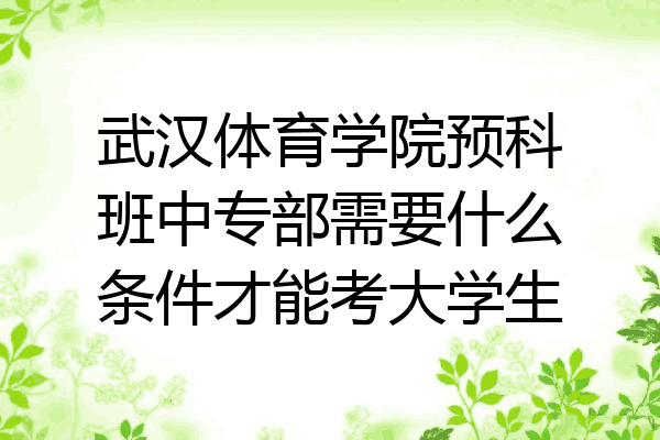 武汉体育学院预科班中专部需要什么条件才能考大学生