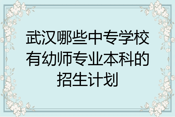 武汉哪些中专学校有幼师专业本科的招生计划
