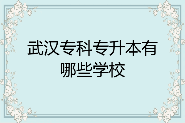 武汉专科专升本有哪些学校