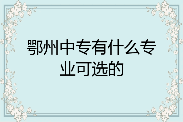 鄂州中专有什么专业可选的