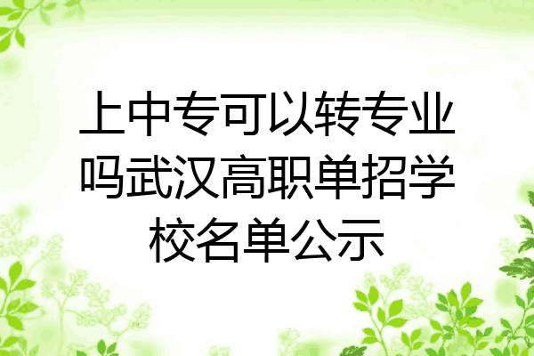 上中专可以转专业吗武汉高职单招学校名单公示