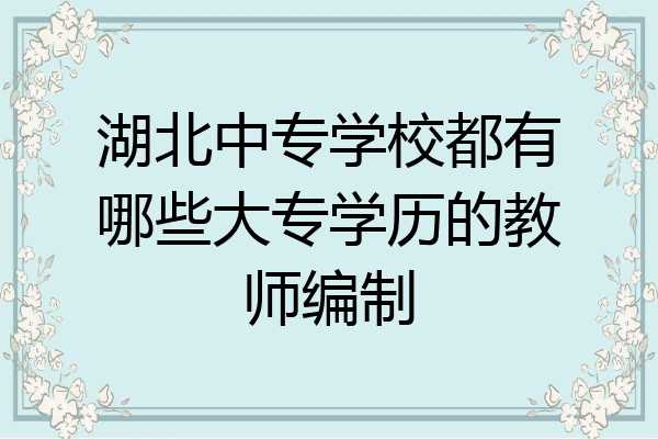 湖北中专学校都有哪些大专学历的教师编制