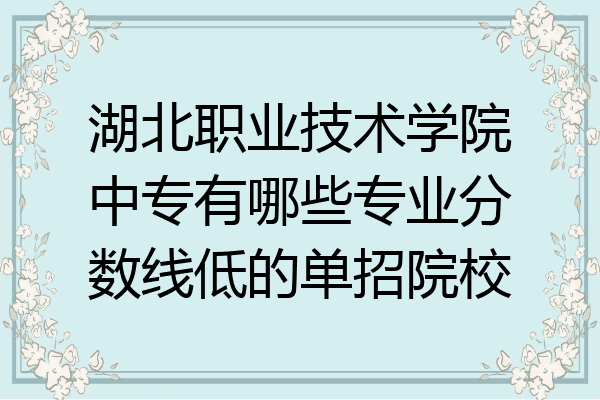 湖北职业技术学院中专有哪些专业分数线低的单招院校