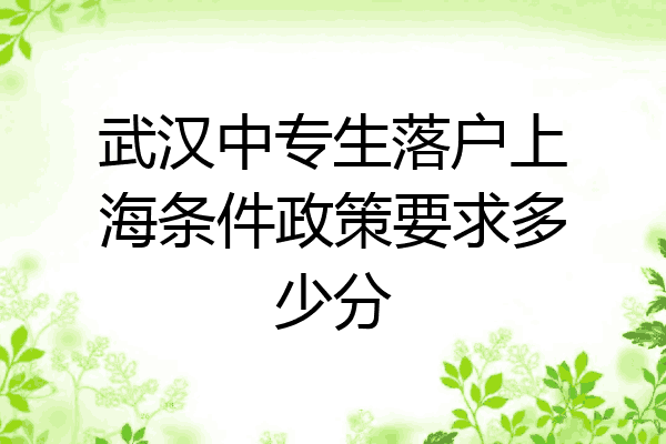 武汉中专生落户上海条件政策要求多少分