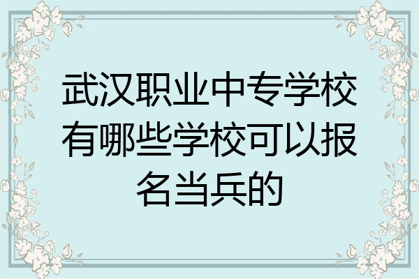 武汉职业中专学校有哪些学校可以报名当兵的