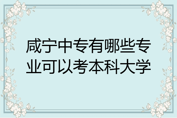 咸宁中专有哪些专业可以考本科大学