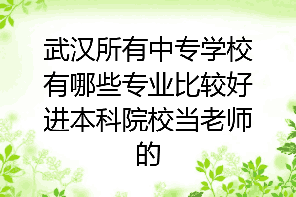 武汉所有中专学校有哪些专业比较好进本科院校当老师的