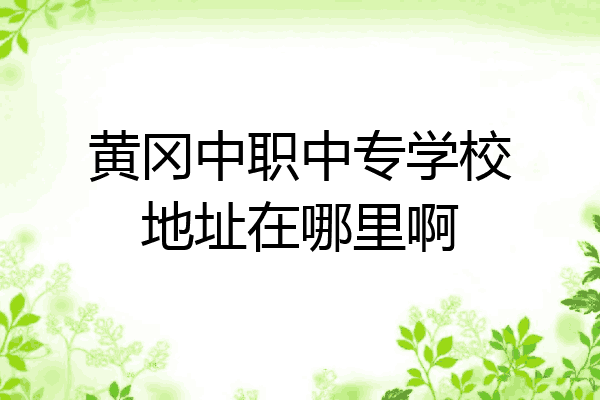 黄冈中职中专学校地址在哪里啊