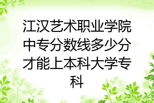 江汉艺术职业学院中专分数线多少分才能上本科大学专科