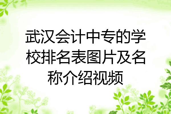 武汉会计中专的学校排名表图片及名称介绍视频