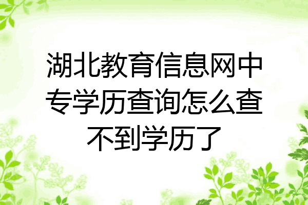 湖北教育信息网中专学历查询怎么查不到学历了