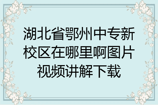 湖北省鄂州中专新校区在哪里啊图片视频讲解下载