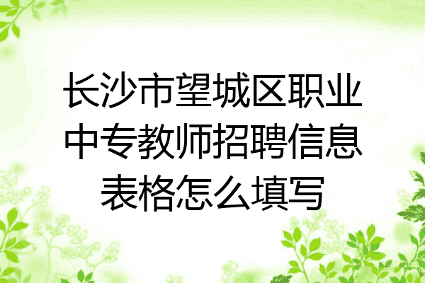 长沙市望城区职业中专教师招聘信息表格怎么填写