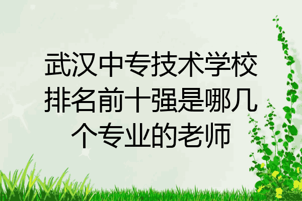 武汉中专技术学校排名前十强是哪几个专业的老师