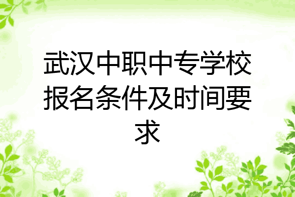 武汉中职中专学校报名条件及时间要求