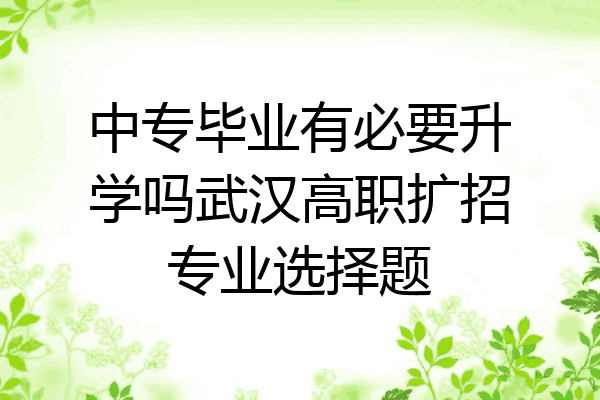 中专毕业有必要升学吗武汉高职扩招专业选择题