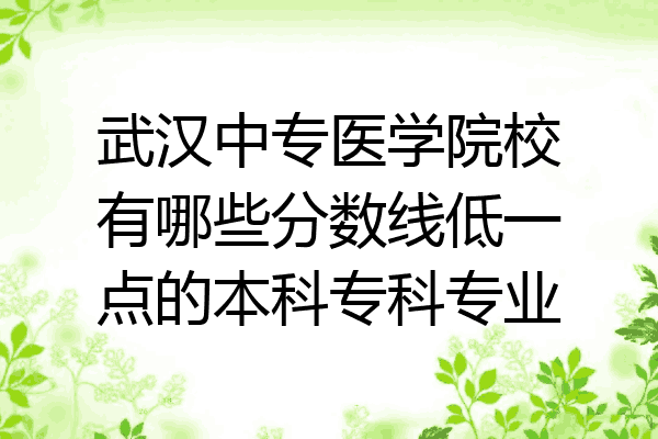 武汉中专医学院校有哪些分数线低一点的本科专科专业