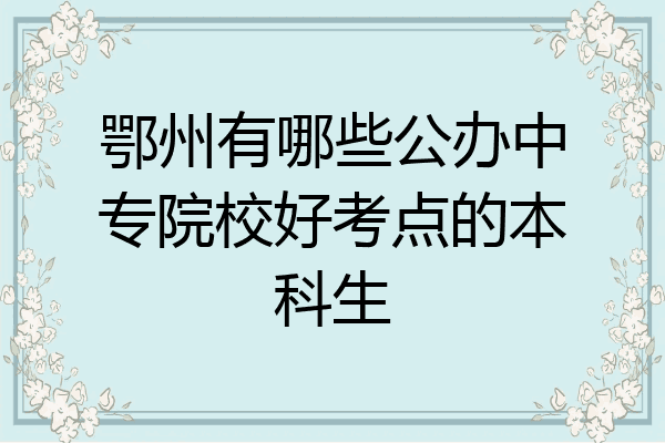 鄂州有哪些公办中专院校好考点的本科生