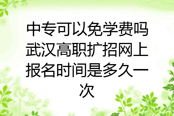 中专可以免学费吗武汉高职扩招网上报名时间是多久一次
